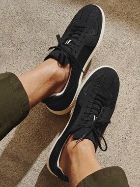 Rothy’s Men’s Court Sneaker RS01 Black Ivory Washable Knit Shoes Size 12